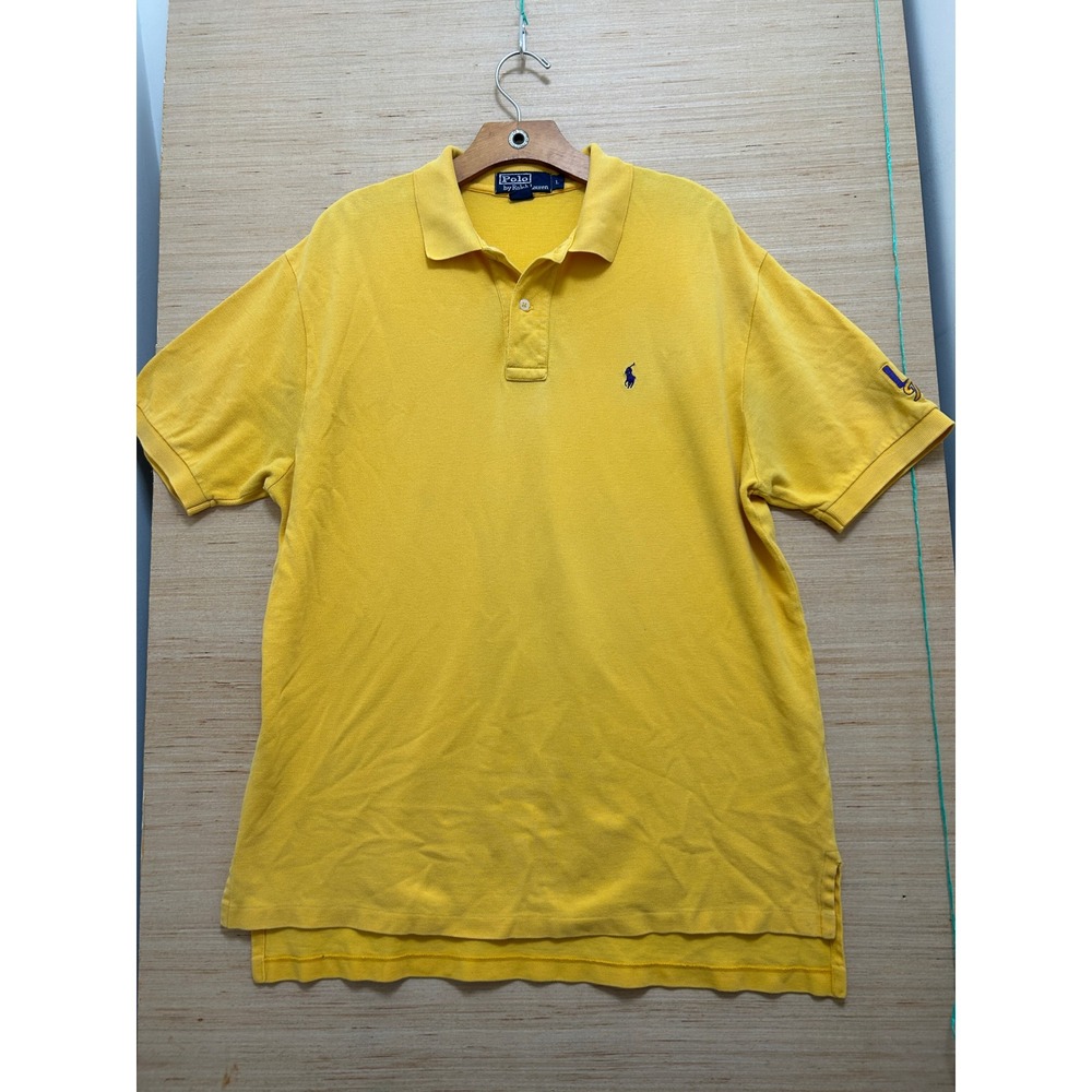 Polo Ralph Lauren Mens LSU Tigers Polo Shirt Yellow Short Sleeve Size L